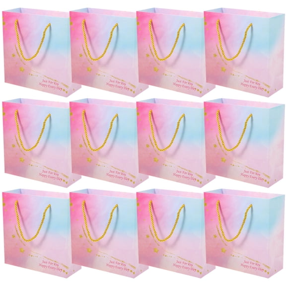 ifundom 12Pcs Durable Pink Paper Party Bags for Birthday Wedding and Small Business Use