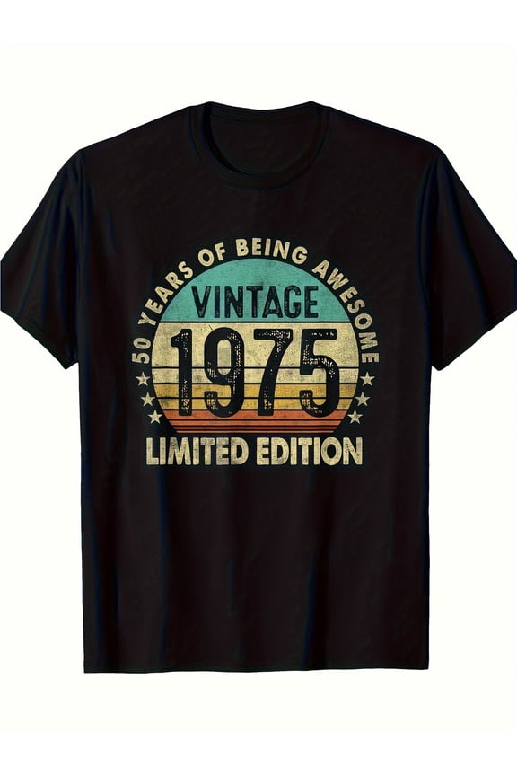 Gift Suggestion for a 'S 50Th Birthday - Retro T-Shirt from 1975 - Special Edition Tee for The 50-Year Celebration - Black Birthday Gift for Him - Vintage Shirt That Is Machine Washable,