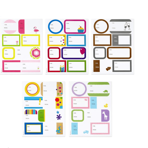 Gift Tag Stickers - All Occasion (80 Labels, 5 Designs) for Birthdays, Engagements, Weddings, Baby Showers, Any Occasion