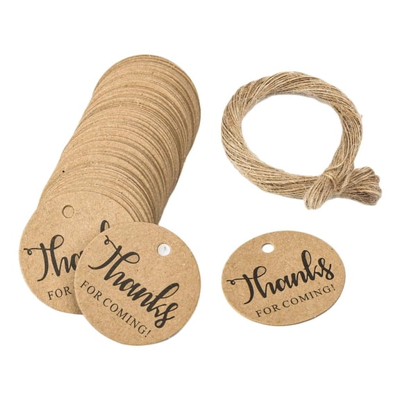 Gift Tags, Baby Shower Tags, COMING Tags,100Pcs Kraft Thank You Tags for Favors with