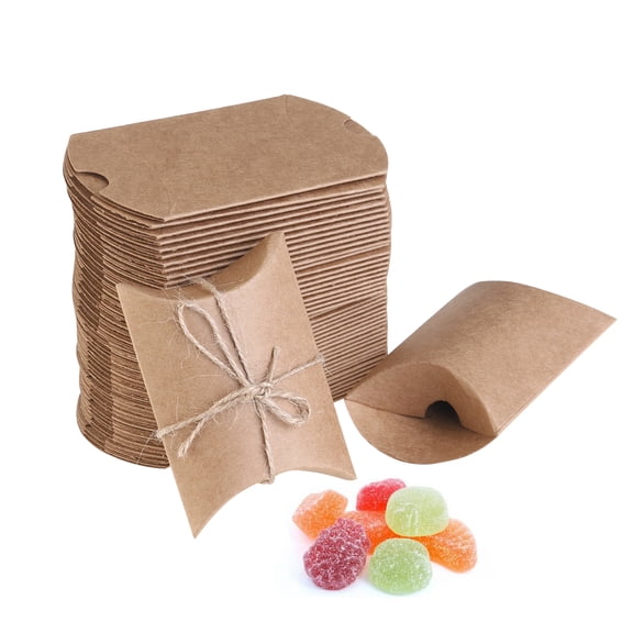 NUOLUX 50 Pack Kraft Shabby Rustic Gift Candy Boxes with Rope for Wedding Favors Wrapping