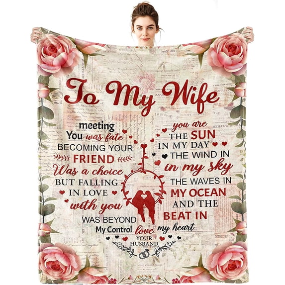 Gift for Wife from Husband to My Wife Blanket,Wedding Anniversary Romantic Gifts for Her,Wife Birthday Gift Ideas,Birthday Christmas Valentine''s Mother''s Day Blanket Presents for Her
