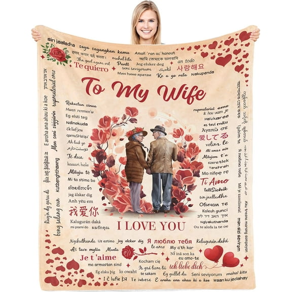 Gift for Wife, I Love You Gifts for Her, Wife Birthday Gift Ideas, for Women, Wife Blanket, Wife Gifts from Husband for Christmas/Valentines Day, 50" x60