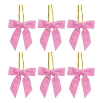 Gift Wrap Bows 6 Pack Pink Velvet Christmas Bows, 3 Inch Decorative Bows for Tree, Wreath, Party Decorations, and Crafts