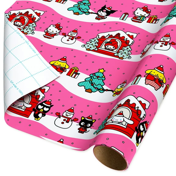 Plus Mark 40 in. Hello Kitty Pink Christmas Wrapping Paper with Cutlines (60 Sq. ft., 1-Roll)