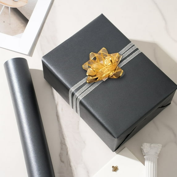 Gift Wrap Paper, Black Double-sided Matte Wrapping Paper for Wedding, Valentine's Day, Birthday, Christmas, Baby Shower - Mini Roll, 17 Inches X 32.8 Feet
