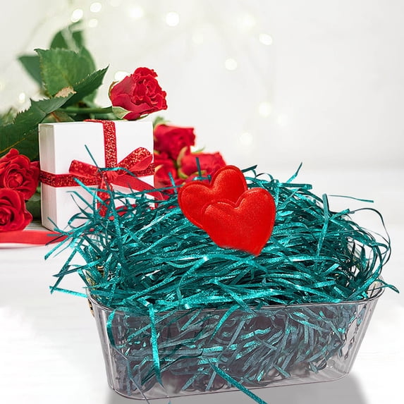 Gift Wrap Shredded Filler Basket Grass 0.2 LB Shiny Red Cut Shred Raffia Box Stuffing for Easter Birthday Wedding Wrapping