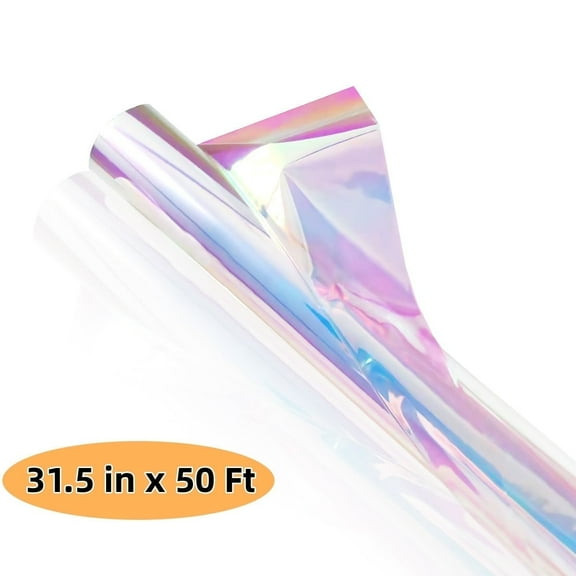 Iridescent Cellophane Wrap Clear Extra Wide Gift Wrapping Roll for Baskets Arts & Crafts Treats Wrapping 31.5 in x 50 Ft
