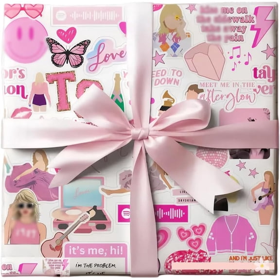 Gift Wrapping Paper, 5 Sheets Folded Flat 20.8 Inch X 30 Inch Per Sheet Waterproof Durable Singer Fans Music Party Festive Decorations