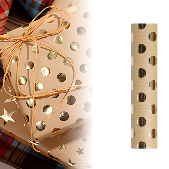 Gift Wrapping Paper,Gold Wrapping Paper Roll(Dot Solid Color ) Roll Gold Wrapping Paper For Birthday Holiday Wedding