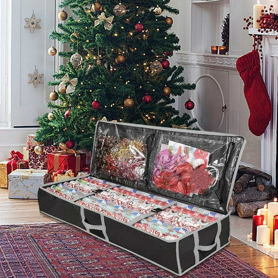 Gift Wrapping Paper Organizer Storage,Gift Wrap Storage Containers with Interior Pockets for Bows, Tags & Ribbons,Wrapping Paper Holder, Waterproof