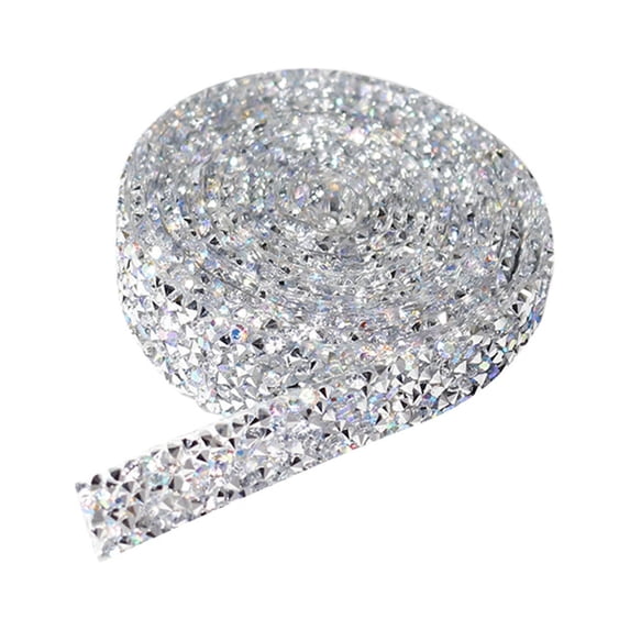 Gift Wrapping Paper Plastic Crystal Rhinestone Ribbon Roll, Self-Adhesive Diamond Craft Tape for Wedding Cake Birthday Decor,36.4"X0.4"
