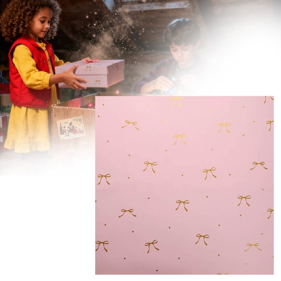 Gift Wrapping Paper,Thickened European Style Paper With Knotted Flowers And Bows Packaging Material