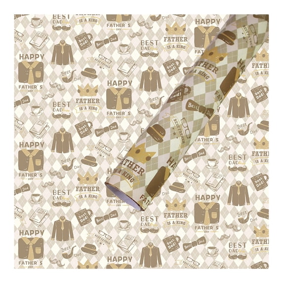 Gift Wrapping Paper,White Cowhide Father'S Day Gift Wrapping Paper Gouache Nostalgic Gift Decoration Paper