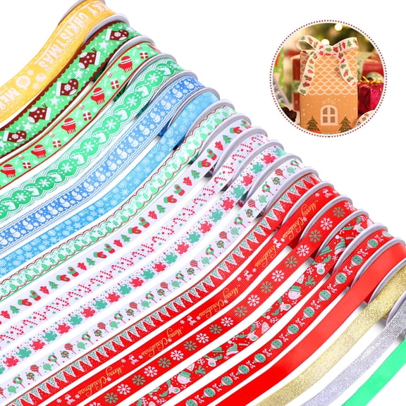 ETEREAUTY Ornament Ribbon Multi Colored Polyester 20 Rolls Size M 7.1 In