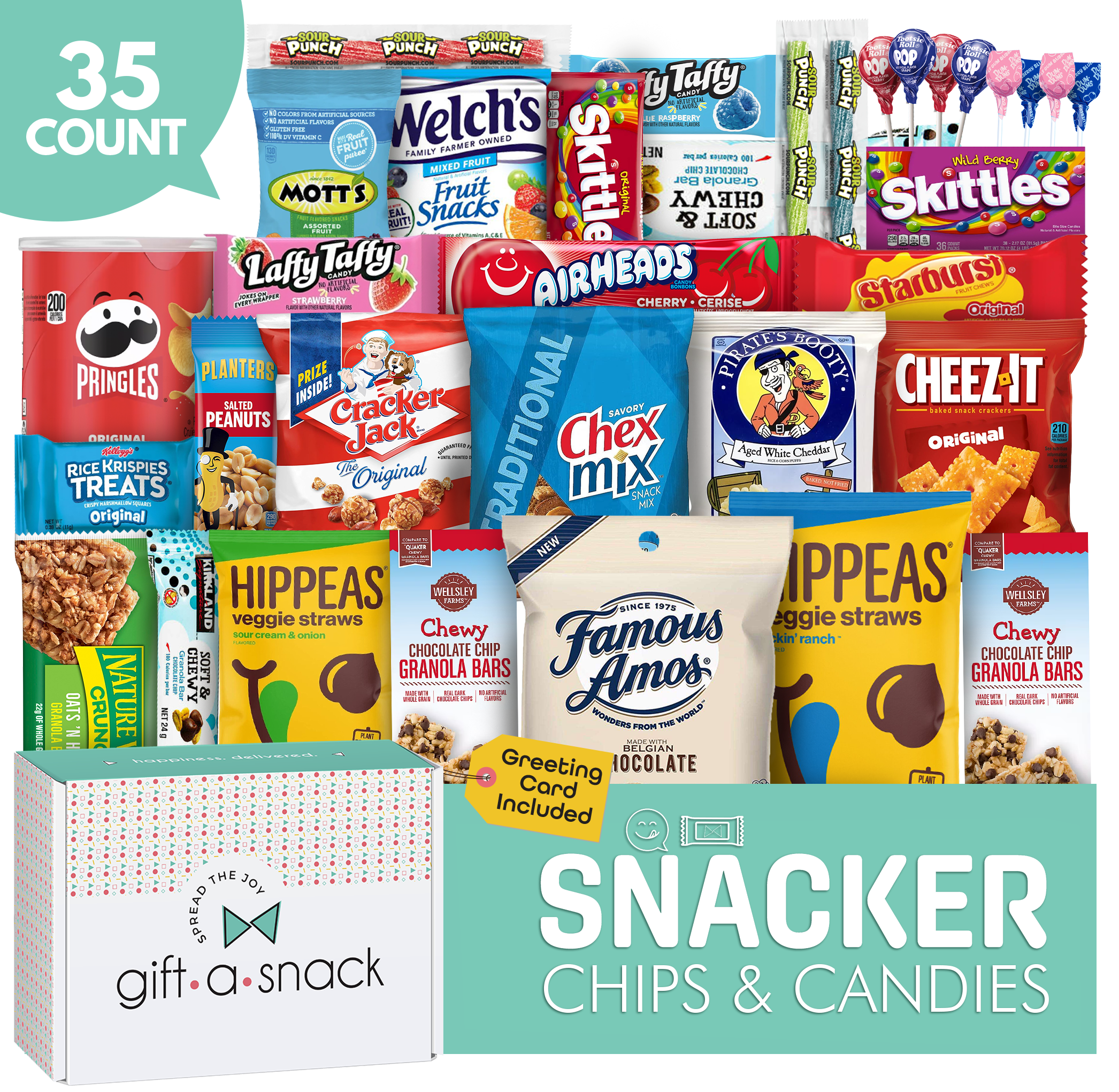 Gift a Snack Spread the Joy Snack Pack, Assorted College Care Package for Students, Office Party, 35 Count