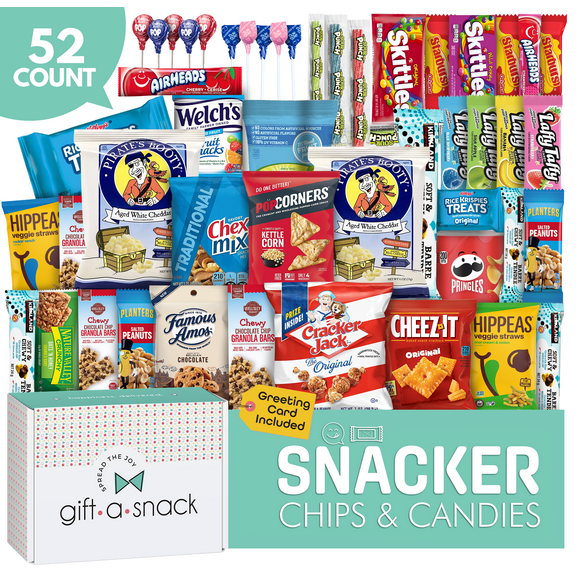 Gift a Snack 52 Count Snack Box Variety Pack with Snacks, Chips, Crackers, Cookies, Candy