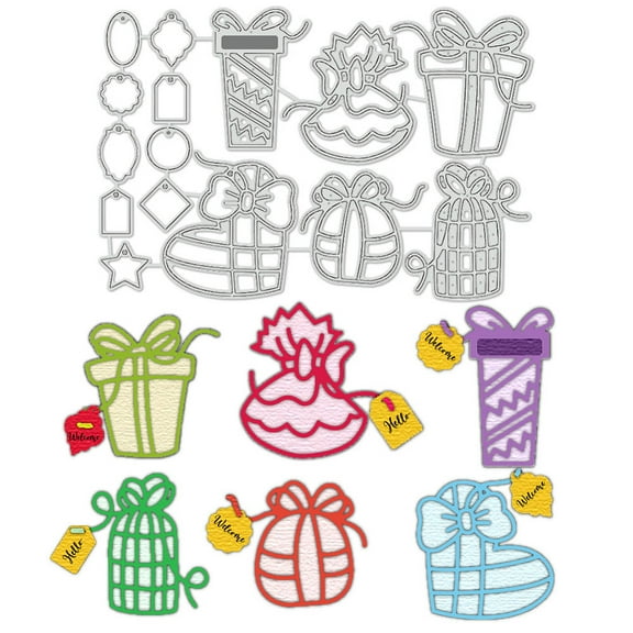 Gift bag Cutting Dies Carbon Steel Template Metal Embossing Stencils for Christmas Festive Decor Paper Card Making Decoration DIY Scrapbooking Album Craft Home Decor Carbon Steel