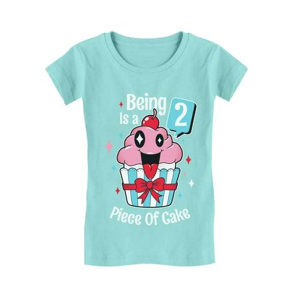 Gift for 2 Year Old Girl 2nd Birthday Funny Cupcake Infant Girls' Fitted T-Shirt 2T Chill Blue
