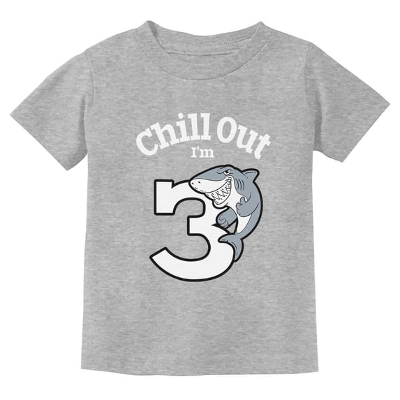 Gift for 3 Year Old Boy Girl Chill Out Shark 3rd Birthday Toddler Kids T-Shirt 2T Gray