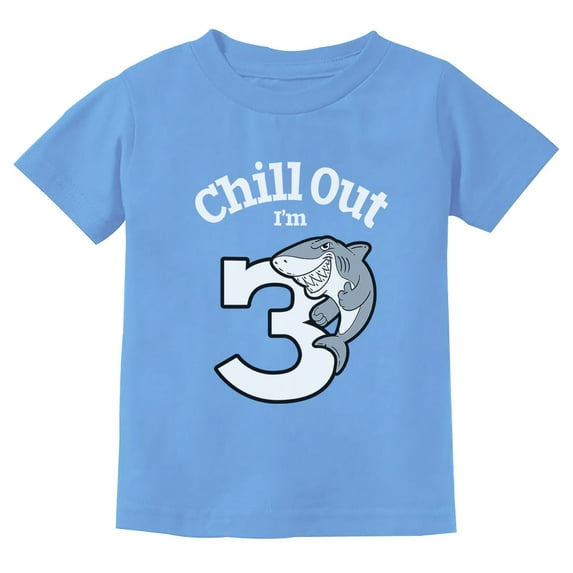 Gift for 3 Year Old Boy Girl Chill Out Shark 3rd Birthday Toddler Kids T-Shirt 4T California Blue