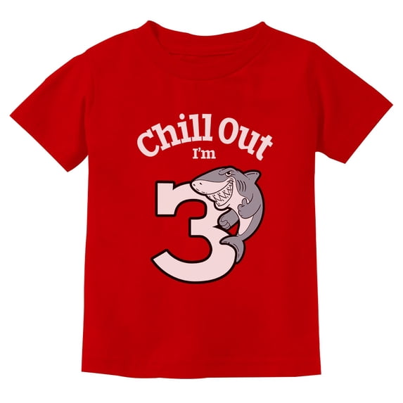 Gift for 3 Year Old Boy Girl Chill Out Shark 3rd Birthday Toddler Kids T-Shirt 5T Red