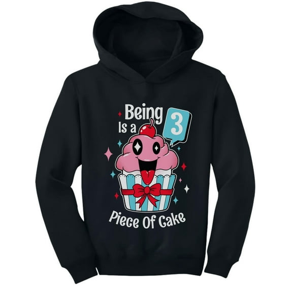Gift for 3 Year Old Girl 3rd Birthday Funny Cupcake Toddler Hoodie 2T Black