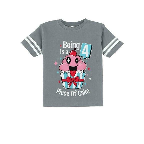 Gift for 4 Year Old Girl 4th Birthday Funny Cupcake Toddler Jersey T-Shirt 4T Gray