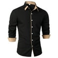 thumbnail image 1 of Gift for Adults Ofreoo Men Casual Fashion Patchwork Plaid Turn-down Collar Button Long Sleeve Shirt Blouse Men Work Shirts, 1 of 4