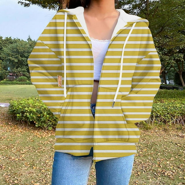 Gift for Adults Ofreoo Women's Casual Printed Zippered Long Sleeved