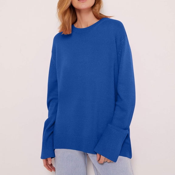 Gift for Adults Ofreoo Women's Fashion Casual Wear Long Sleeve Round Neck Sweater Fall Outfits for Women 2024