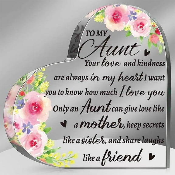 Gift for Aunt, Acrylic Heart Keepsake Sign, Stylish Decorative Signage for Aunt, Birthday Gift for Auntie, Clear