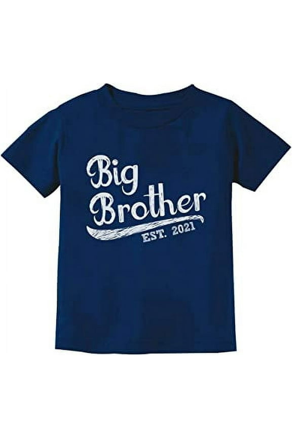 Gift for Big Brother 2021 Siblings Boys Toddler Kids Big Brother Shirt 5T Navy