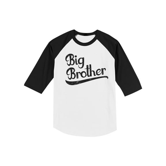 Gift for Big Brother Siblings Boys Toddler Raglan 3/4 Sleeve Baseball Tee 2T black/white