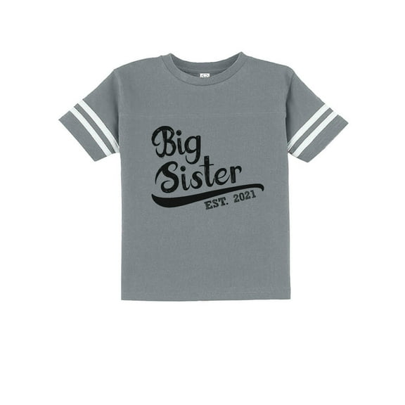 Gift for Big Sister 2021 Outfit Girls Siblings Toddler Jersey T-Shirt 4T Gray