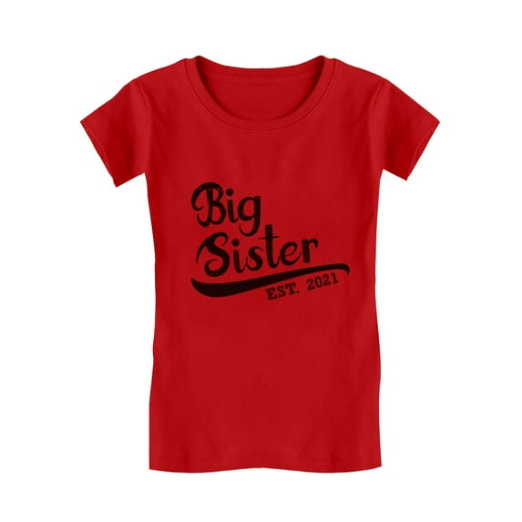 Gift for Big Sister 2021 Outfit Siblings Infant Girls' Fitted T-Shirt 3T Red