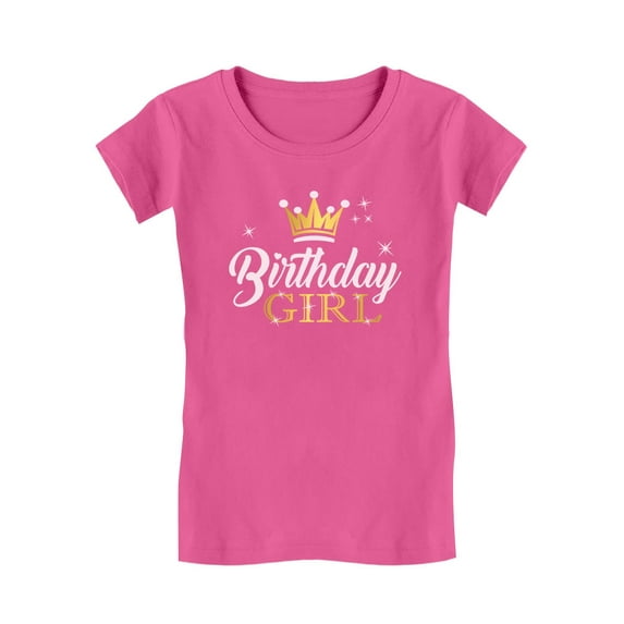 Gift for Birthday Girl Princess Party Girly Toddler/Kids Girls' Fitted T-Shirt 4T Wow pink