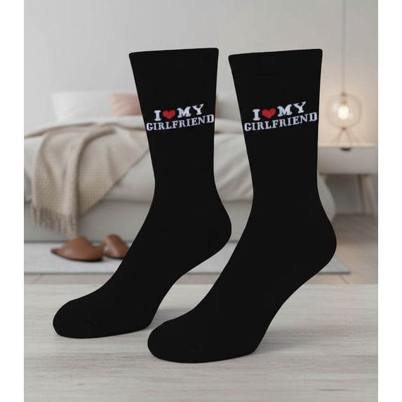 Gift for Boyfriend I Love My Girlfriend Socks Valentines Birthday Anniversary Christmas Gifts for Boyfriend Husband
