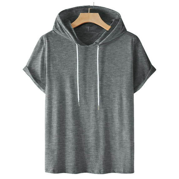 Gift for Boys Ofreoo Men Casual Solid Fashion Hooded Pullover Short Sleeve Sports T-Shirt Top