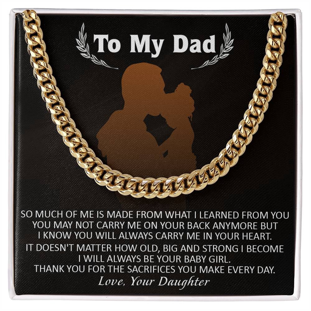 Gift for Dad From Daughter made old big, Cuban Link Chain, Stainless ...