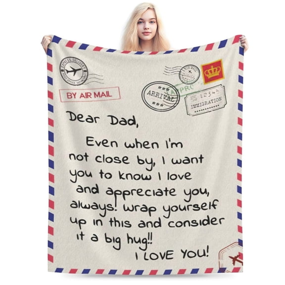 Gift for Dad from Daughter Son, Dear Dad Blanket for Father's Day 50x40