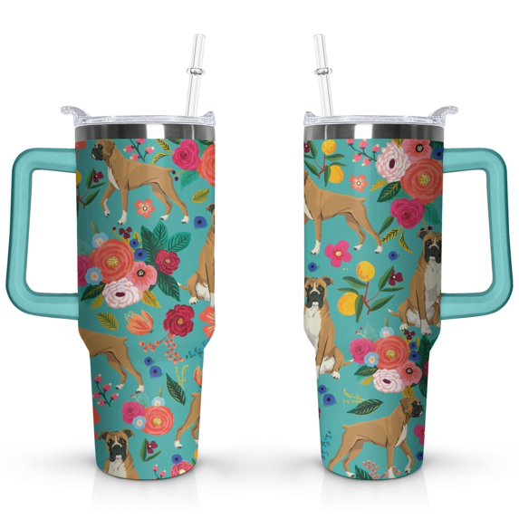 Gift for Dog Lovers Cute Dog Tumbler for Women - 40oz Dog Tumblers with Handle Straw and Lid Tumbler Cup Travel Coffee Mug