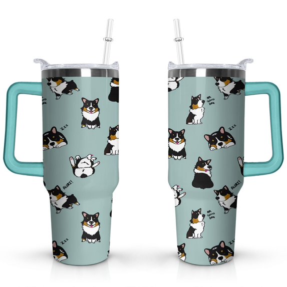 Gift for Dog Lovers Cute Dog Tumbler for Women - 40oz Dog Tumblers with Handle Straw and Lid Tumbler Cup Travel Coffee Mug
