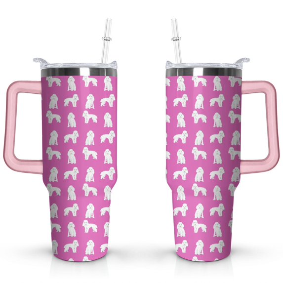 Gift for Dog Lovers Cute Dog Tumbler for Women - 40oz Dog Tumblers with Handle Straw and Lid Tumbler Cup Travel Coffee Mug