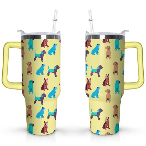 Gift for Dog Lovers Cute Dog Tumbler for Women - 40oz Dog Tumblers with Handle Straw and Lid Tumbler Cup Travel Coffee Mug