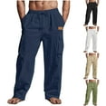 thumbnail image 1 of Gift for Father's Day Summer Fashion Plus Size Sweatpants for Men 2025 Solid Color Retro Multi Pocket Workwear Drawstring Casual Up to 65% off!, 1 of 7