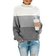 thumbnail image 1 of Gift for Girls Ofreoo Winter Women Knit Color Matching Round Neck Loose Casual Sweater Tops Fall Shirts for Women 2024, 1 of 4