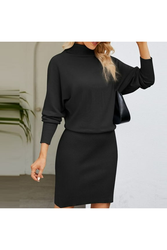 Gift for Girls Ofreoo Women's New Color Long Knitted Minimalist Style High Neck Sweater Dress Dresses for Women 2024
