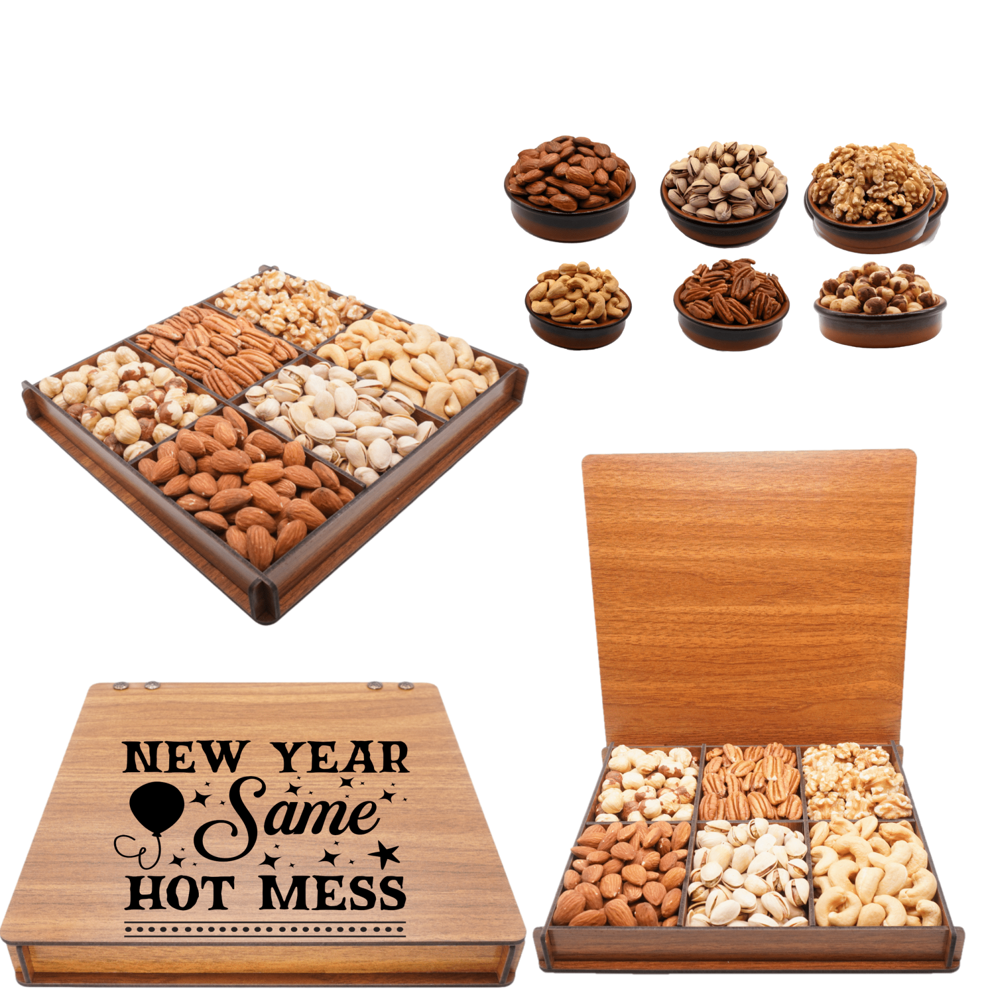 Gift for Happy New Years 2025, Gourmet Tray, Food Basket Sets, Mixed Nuts, Secret Garden's, Boxes