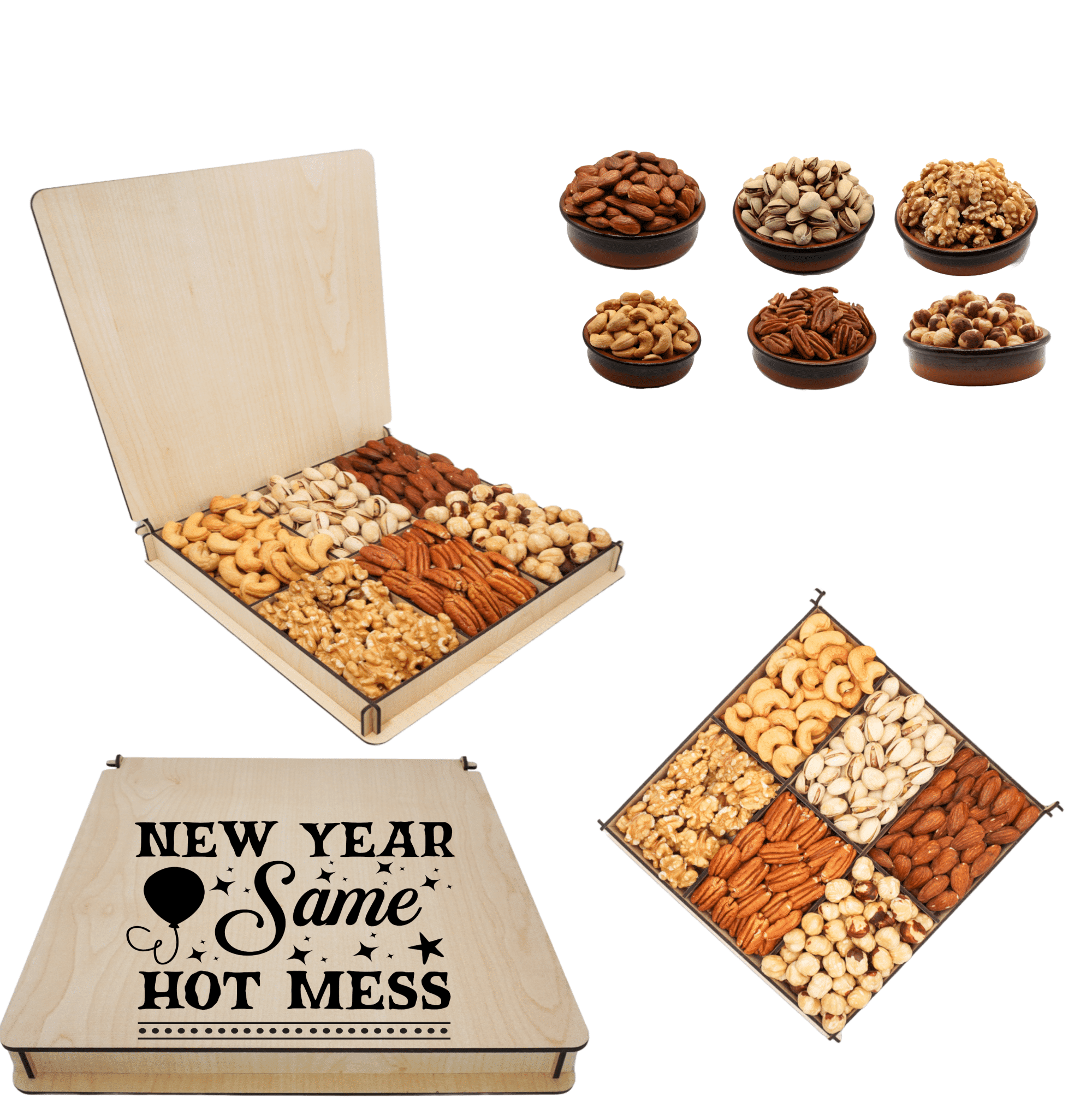 Gift for Happy New Years 2025, Gourmet Tray, Food Basket Sets, Mixed Nuts, Secret Garden's, Boxes